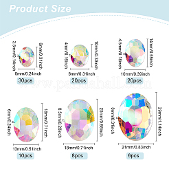 94 Stück 6 Stil Strass-Cabochons aus Glas mit spitzem Rücken DIY-FG0003-64