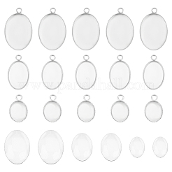 30 Stück 3 Größen 304 Edelstahl Anhänger Cabochon-Fassungen STAS-UN0042-66