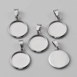 10 Stück Cabochon-Fassungen für Anhänger aus 304 Edelstahl STAS-WH0029-97B-P