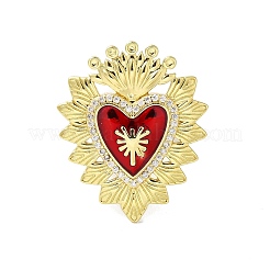 Кольца-манжеты из латуни с микропаве из кубического циркония «священное сердце» RJEW-H236-01G-02