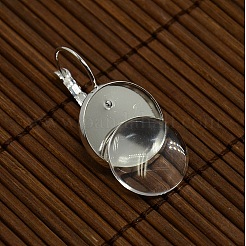 Cabochon-Abdeckung aus klar gewölbtem Glas und Fassungen für den Ohrring aus Messing für Heimwerker DIY-X0160-S-RS