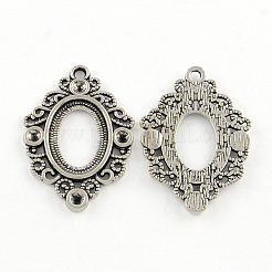 Tibetischen Stil Legierung Anhänger Strass und Cabochon Open-Back-Fassungen TIBEP-R304-021AS-LF