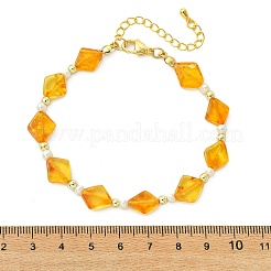 Браслеты из натурального янтаря и культивированного пресноводного жемчуга для женщин&nbsp;BJEW-JB13852