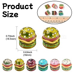 6 Stück 6 Farben Harz Cabochons RESI-CJ0004-27