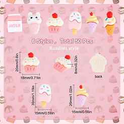 50 Stück undurchsichtige Harz-Decoden-Cabochons CRES-SC0002-46