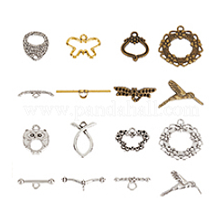 48 Stück 8 Stile tibetischen Stil Legierung Knebelverschluss Strass Einstellungen FIND-PH0020-10