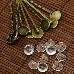 12mm transparent klar gewölbte Glas Cabochon Abdeckung für Eisen Haar Schupostift DIY Herstellung DIY-X0071-NF