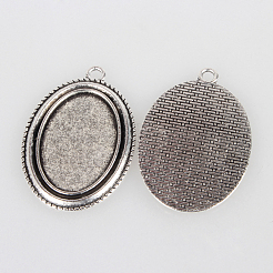 Tibetischen Stil Anhänger cabochon Fassungen mit antiken metallic Farbe und erhöht Skulptur sind voller Retro-Stil X-TIBEP-O006-13AS