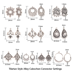 60 stücke 10 arten tibetischen stil legierung cabochon stecker einstellungen TIBE-CJ0001-14