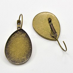 Leere Ohrringe aus Messing in Leverback-Basis mit Cabochon-Fassung KK-O002-02AB-NF