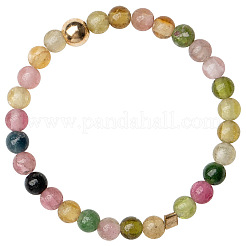 Natürliche Regenbogen Turmalin runde Perlen Fingerringe WGDC3AE-03