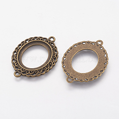 Tibetischer Stil Verbinder geöffneter Rücken Lünette Fassungen für Cabochon X-TIBEP-R002-AB-LF