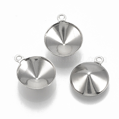 Anlaufgeschützte 201 Edelstahl-Anhänger mit Strass-Fassungen STAS-S057-41D