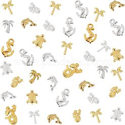 168 Stück Schildkröte & Meerjungfrau & Anker & Delphin & Kokospalme Legierung Cabochons MRMJ-OC0002-62