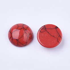 Gefärbte synthetische türkisfarbene Kuppel-Cabochons mit flachem Rücken TURQ-Q102-01E