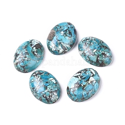 Montierte synthetische Goldlinie Türkis und Larimar Cabochons G-D0006-G01-06