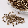 12/0 Metallic Colours Round Glass Seed Beads, Coconut Brown, 2mm, Hole: 1mm, about 3304pcs/50g