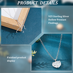 1 Stück rhodinierte 925 Sterling Silber Hohlanhänger-BeZubehör STER-BC0002-09