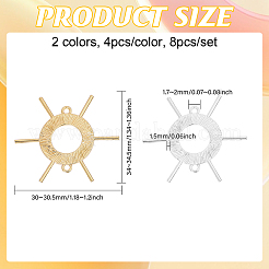 8 Stück 2 Farben Messing Cabochon Anschluss Fassungen für Perle KK-CA0002-75