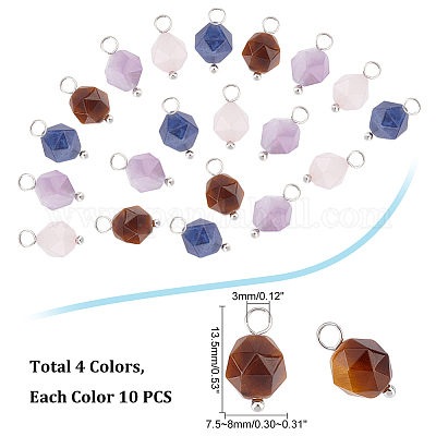 Shop DICOSMETIC 40Pcs 4 Colors Natural Gems Pendant Rose Quartz Pendant