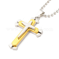 Колье из сплава в виде креста с шаровыми цепочками&nbsp;NJEW-K245-001C