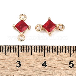 Messing Pavé Glas Rhombus Verbinder Verbinder Charms GLAA-Q088-001J