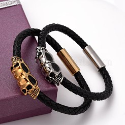 Retro-Lederband Armbänder BJEW-F210-06