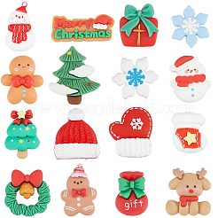 96 Stück 16 Stile Weihnachts-Cabochons aus opakem Harz. RESI-SC0005-62
