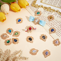 32 Stück 16 Farben Glas Strass Cabochons FIND-PH0018-68