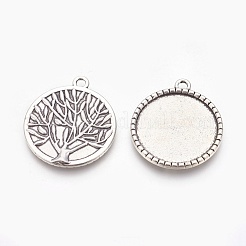Flach rund mit baum des lebens tibetanischen anhänger cabochon-Fassungen TIBEP-K020kg-06AS-NR