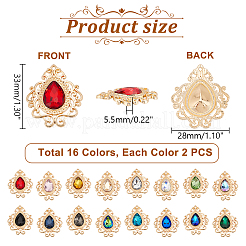 32 Stück 16 Farben Glas Strass Cabochons FIND-PH0018-68