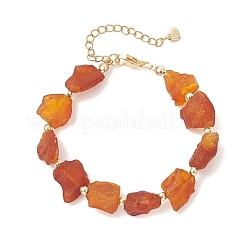 Браслеты из необработанного натурального янтаря и гальванически покрытых немагнитных синтетических гематитовых бусин для женщин&nbsp;BJEW-JB13627