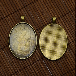 40x30 mm gewölbte transparente Glascabochons und Legierung flach rund mit Eiffelturm Anhänger cabochon Fassungen DIY-X0159-AB-FF