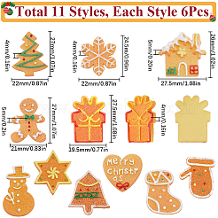 66 Stück 11 Stile Weihnachtsmotiv Resin Decoden Cabochons RESI-SC0005-59