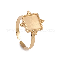 Ionenplattierung (IP) 304 Edelstahl offene Manschette Fingerring Cabochon-Einstellungen RJEW-G285-23G