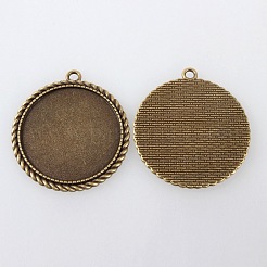 Tibetischen Stil Anhänger cabochon Fassungen mit antiken metallic Farbe und erhöht Skulptur sind voller Retro-Stil TIBEP-M018-72AB-NF