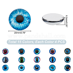 60 Stück 15 Farben Glas Cabochons GGLA-GA0001-36