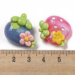 Blumen- und Frucht-Cabochons aus undurchsichtigem Harz mit Glitzerpulver RESI-G099-04