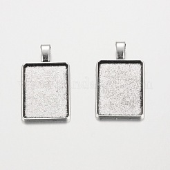 Rechteck Legierung Anhänger Cabochon tibetischer StilFassungen PALLOY-K109-28AS-RS