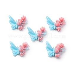 Schmetterling mit Blume undurchsichtige Harz-Cabochons FIND-L019-05