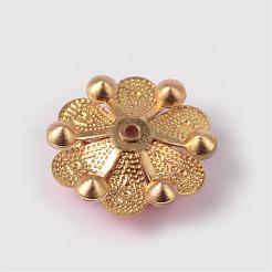 Blume Messing Strass Emaille Fassungen für Cabochon KK-K114-FGM-G