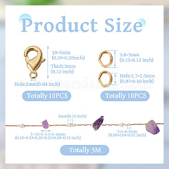 3 м наборы для изготовления ожерелья из кусочков натурального аметиста и АБС-пластика с имитацией жемчуга&nbsp;CHC-TA0001-30D