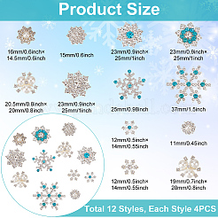 48 Stück 12 Stile Legierung Strass Cabochons ALRI-NB0001-18