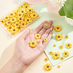 100 stücke 4 arten flatback haar & kostüm zubehör ornamente harz blume daisy cabochons CRES-NB0001-37A