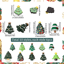 60 Stück 10 Stile Weihnachtsmotiv opake Harz Decoden Cabochons RESI-SC0005-65