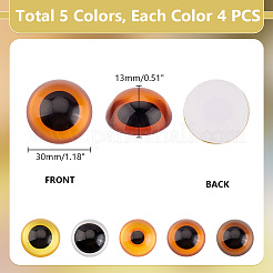 20 Stück 5 Farben Glas Craft Augen Cabochons DOLL-PH0001-51