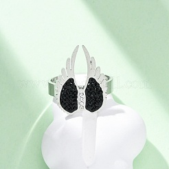 304 Edelstahl mit Strass-Fingerringen RJEW-Q020-17P