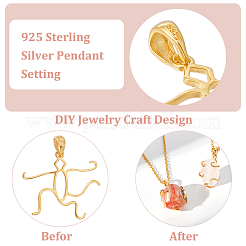 2 Stück: 925 Cabochon-Fassungen für hohle Charms aus Sterlingsilber DIY-BC0010-02G