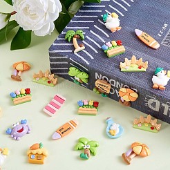 36 Stück sortiert Sommer Strand Schleim opak Harz Cabochons Palme Ente Harz Cabochon Flatback Cartoon Surfen Verzierungen für DIY Handwerk Scrapbooking Handyhülle Dekor JX284A