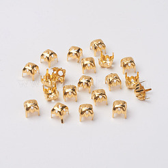 Quadratische Messing Claw Settings für Strasssteine KK-O084-05G-8x8mm-01